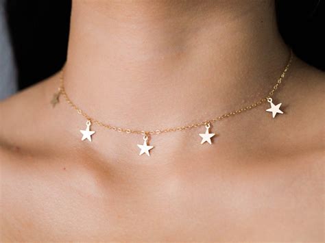 star choker necklace simple and dainty star necklace silver star necklace gold dainty choker