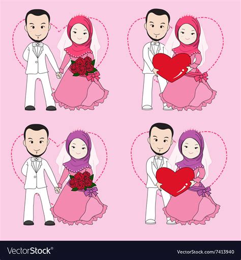 Muslim Wedding Couple Royalty Free Vector Image