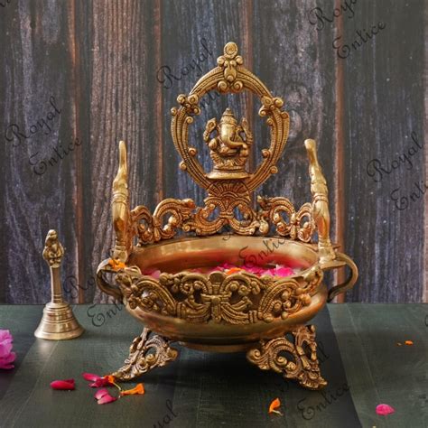 Brass Ganesha Urli Royal Entice