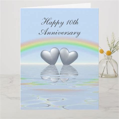 10th Anniversary Tin Hearts Card In 2021 Happy 10th