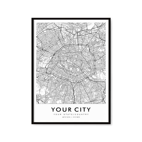 Custom Map Aesthetic Map Custom Map Poster Any City Any Etsy