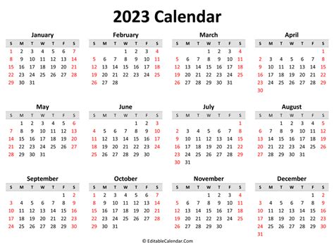 Free Download Printable Calendar 2023 In One Page Clean Design 2023