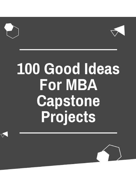 Good Ideas For Mba Capstone Projects