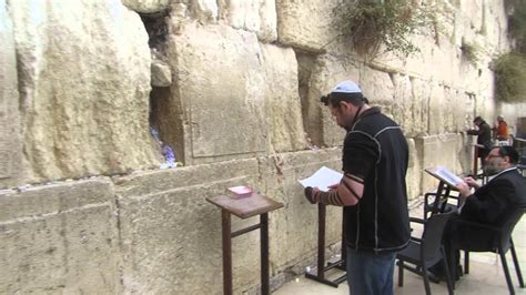 Evangelical Christian And A Jew Praying At The Western Wall Wailing