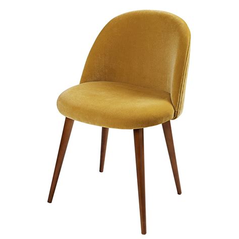 Mustard Yellow Velvet Vintage Chair Mauricette Maisons Du Monde