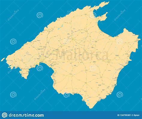 Mallorca Majorca Political Map Stock Vector Illustration Of Atlas