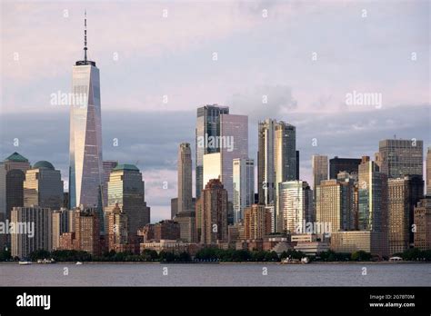 New York City Lower Manhattan Skyline At Twilight Stock Photo Alamy