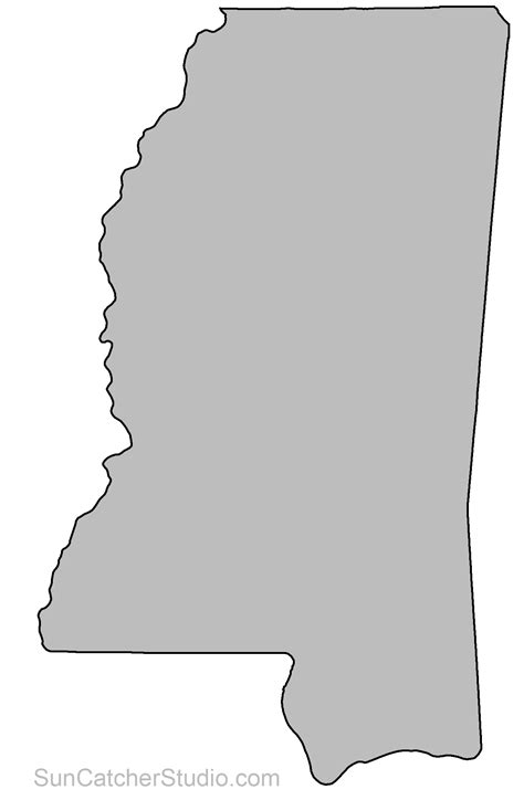Mississippi Map Outline Png Shape State Stencil Clip Art Scroll Saw
