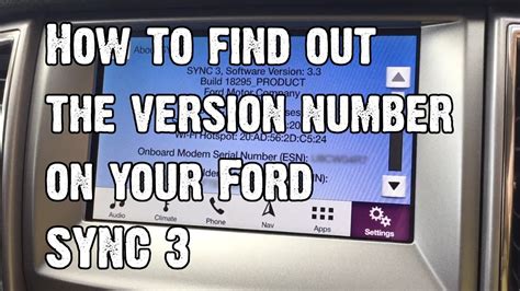 How To Find Out What Version Your Ford Sync 3 Is At Youtube