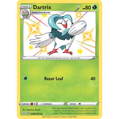Dartrix Sv2sv122 Swsh Shining Fates Holo Shiny Rare Pokemon Card Near
