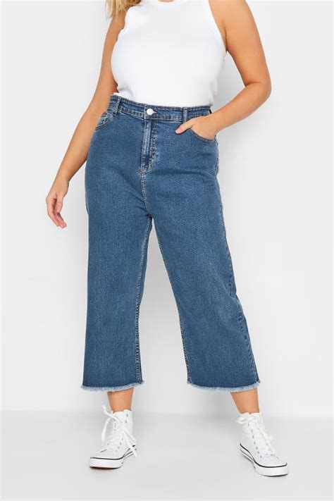 Yours Plus Size Blue Stretch Cropped Jeans Yours Clothing