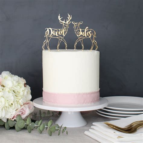 Personalized Modern Rustic Deer Patronus Wedding Cake Topper Custom