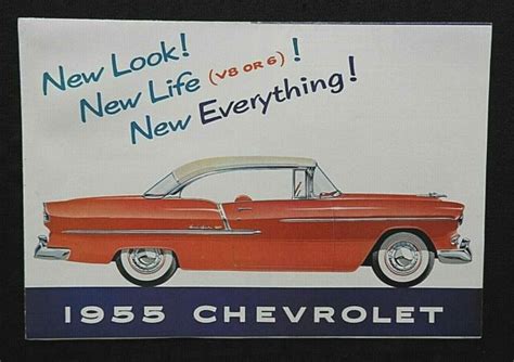 1955 Chevy Chevrolet Bel Air Sales Brochure 150 210 V6 And V8 Very Nice