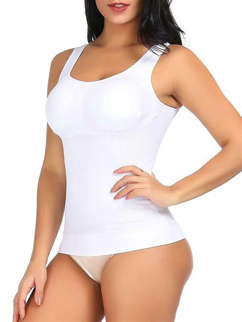 Shaperin Womens Compression Camisole With Built In Removable Bra Pads Body Shaper Tank Tops