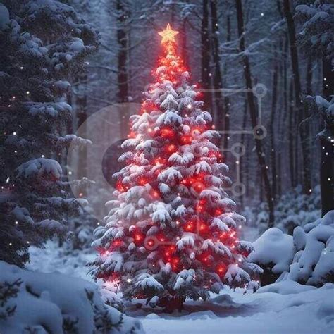 Christmas Tree In Snowy Forest Stock Photo Creative Fabrica