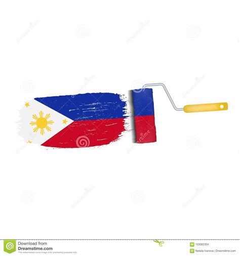 Brush Stroke With Philippines National Flag Isolated On A White