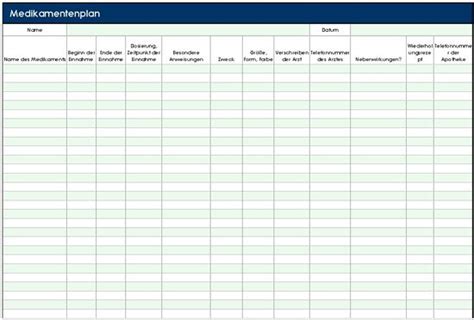 Am oberen rand der tabelle. Medikamenten-Plan ausdrucken mithilfe einer Excel-Tabelle als Vorlage - schieb.de