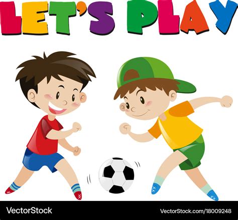 Two Boys Playing Football Royalty Free Vector Image