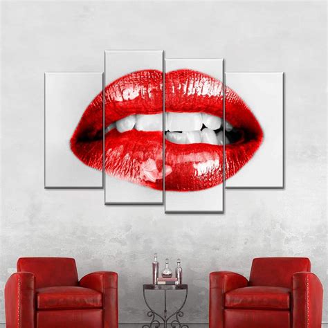 Red Lipstick Multi Panel Canvas Wall Art Makeup Canvas Wall Art