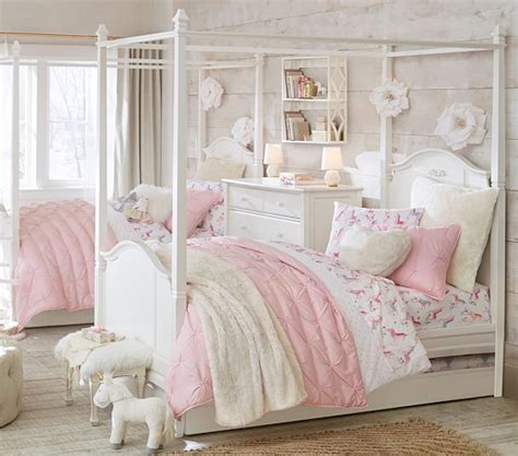 Base is fitted with drawers for storing beddings and others needed stuff. Madeline Canopy Bed | Pottery Barn Kids