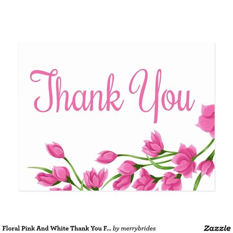 Floral Pink And White Thank You Fuchsia Flowers Postcard