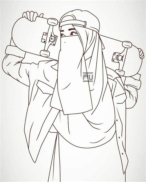 Kumpulan 24 Gambar Mewarnai Anime Hijab Kataucap