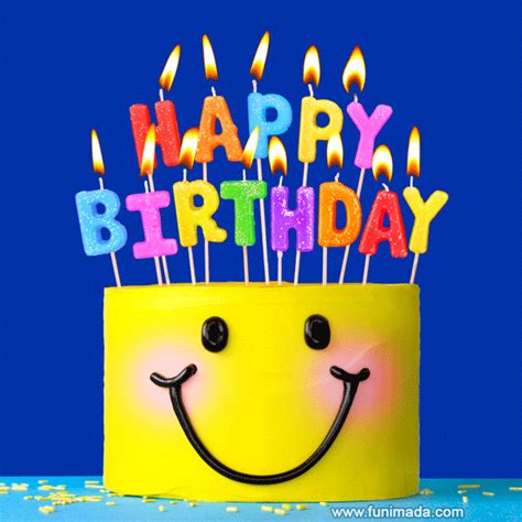 Smile Face Emoji Happy Birthday Cake  With Candles — Download On