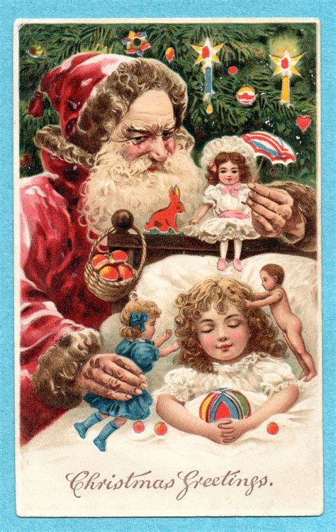 Htl1 Hold To Light Santa Claus Postcard Dolls Tree Ebay Cartões De