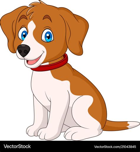 Cartoon Cute Dog Wearing A Red Collar Royalty Free Vector