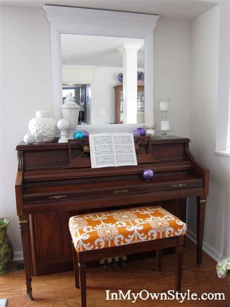 What to do with a piano bench? How to Make a No Sew Fabric Covered Cushion For a Piano Bench | Piano bench, Decor, Sewing cushions