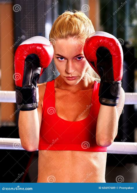 Portrait Of Sport Blond Girl Boxing Stock Photography Cartoondealer