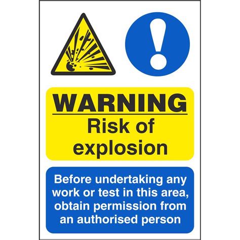 Warning Risk Of Explosion Chemical Hazards Workplace Safety Signs