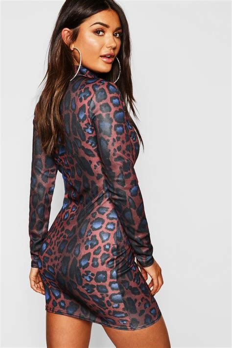 Coloured Leopard Print Bodycon Dress Boohoo Bodycon Fashion