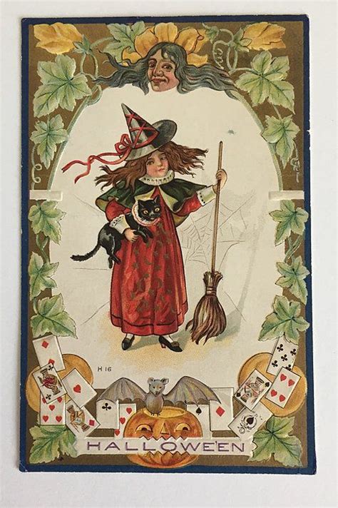 Turn Of The Century Vintage Halloween Witch Postcard Roguebea