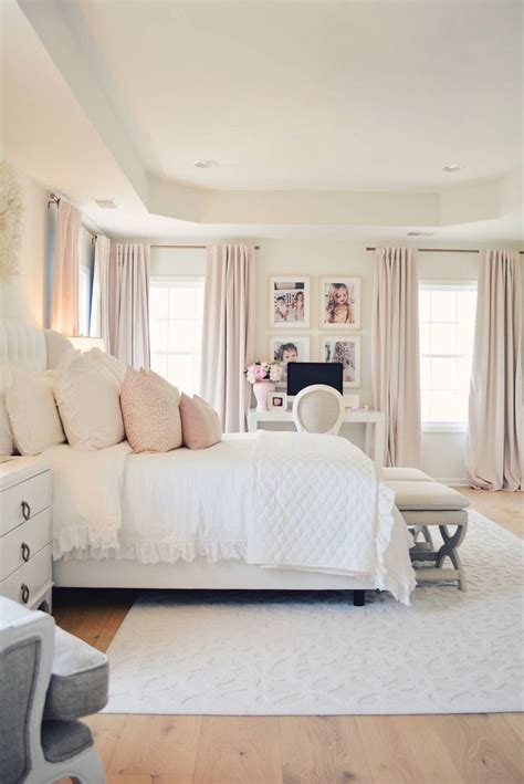 Create a master bedroom you can't wait to come home to! Elegant White Master Bedroom & Blush Decorative Pillows ...