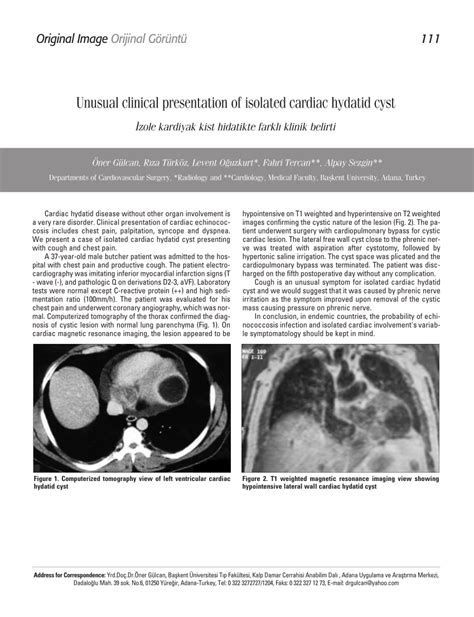 Pdf Unusual Clinical Presentation Of Isolated Cardiac Hydatid Cyst