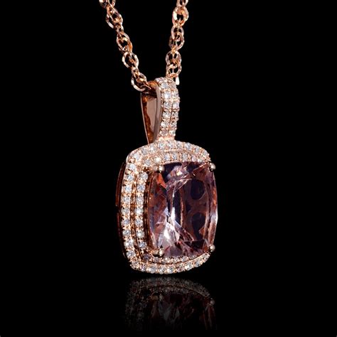 Pink gold morganite diamond necklace. .45ct Diamond and Morganite 14k Rose Gold Pendant Necklace