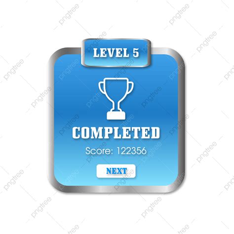 Level Complete Vector Art Png Blue Game Level Complete Interface