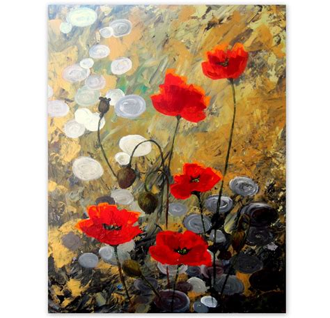 Original Acrylic Painting Poppy Field 4 Floral Abstract Painting Poppy