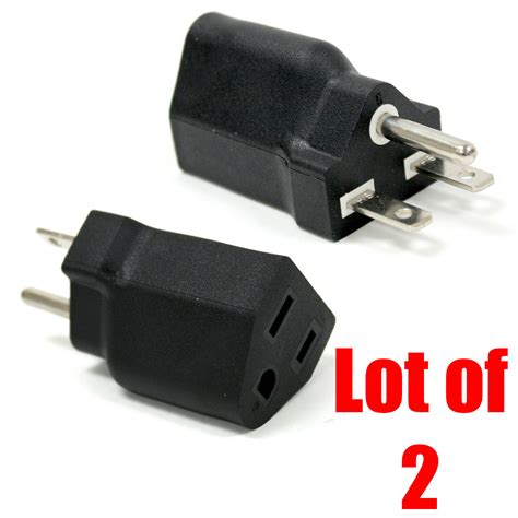 2pc 110v To 240v Us Electrical Converter 3prong Plug Adapter 15a 6 15p