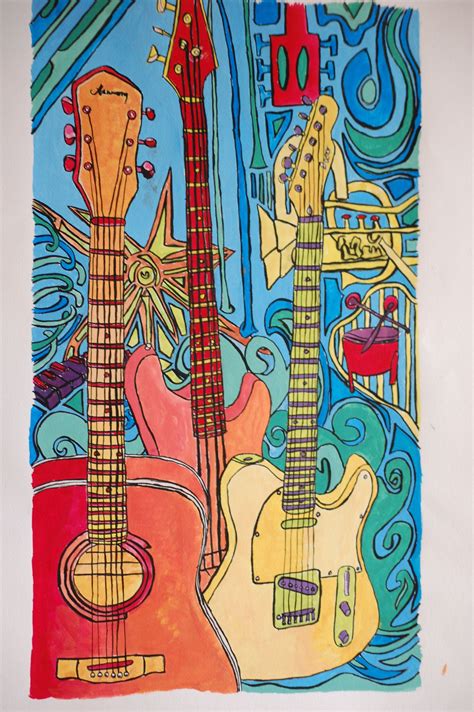 Guitar Painting By Loxeni Traditional Art Paintings Abstract 2010 2014