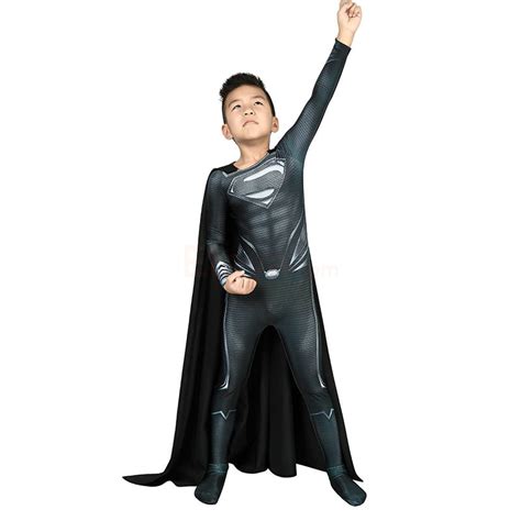 Black Superman Costume For Kids Justice League Clark Kent Superman
