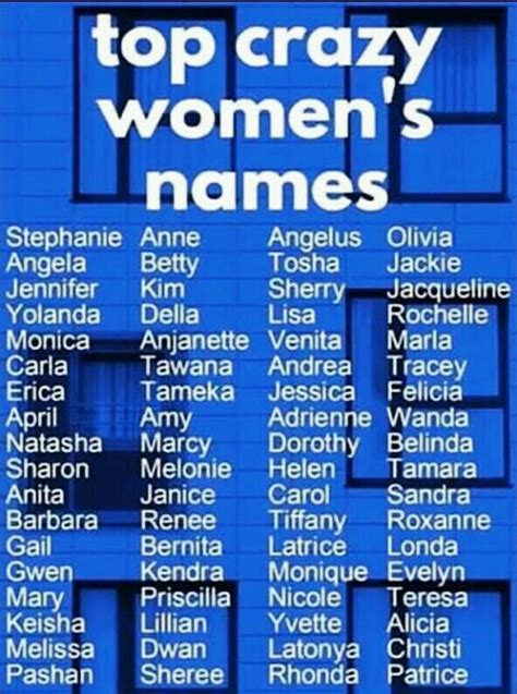 Top Crazy Womens Names Downgrade Thedamien Crazywomensnames