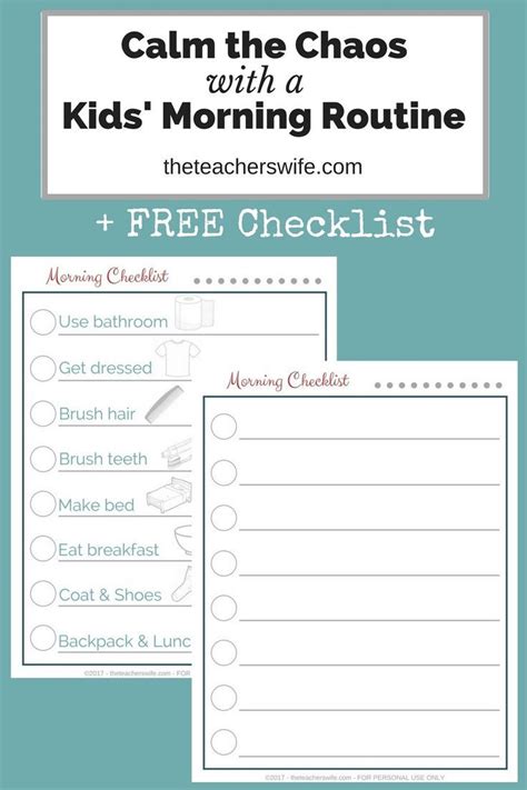 Calm The Chaos With A Kids Morning Routine Free Checklist Morning