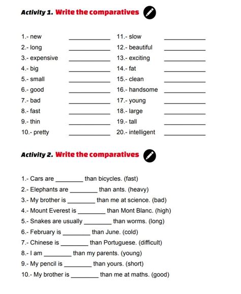 Comparatives Online Activity For Grade You Can Do The Exercises