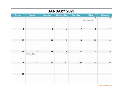 2021 Monthly Landscape Printable Calendar Printable Example