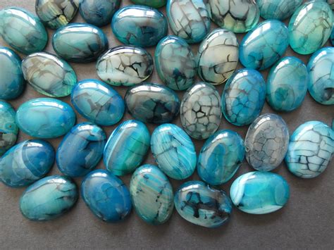 25x18mm Natural Dragon Veins Agate Gemstone Cabochon Dyed Oval