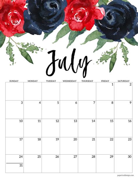 Free 2022 Calendar Printable Floral Paper Trail Design Calendar