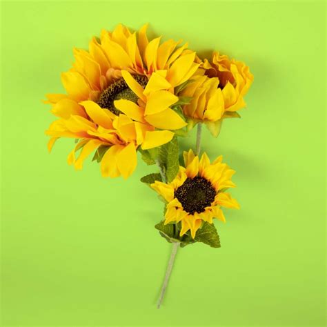 Artificial Sunflower Stem 3 Head 66cm Stunning Artificial Flowers