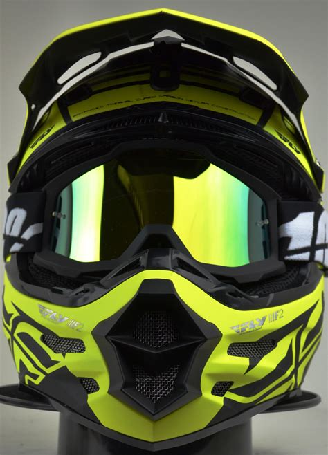 2014 Fly Racing F2 Carbon Dubstep Black Hi Viz Motocross Helmet The F2